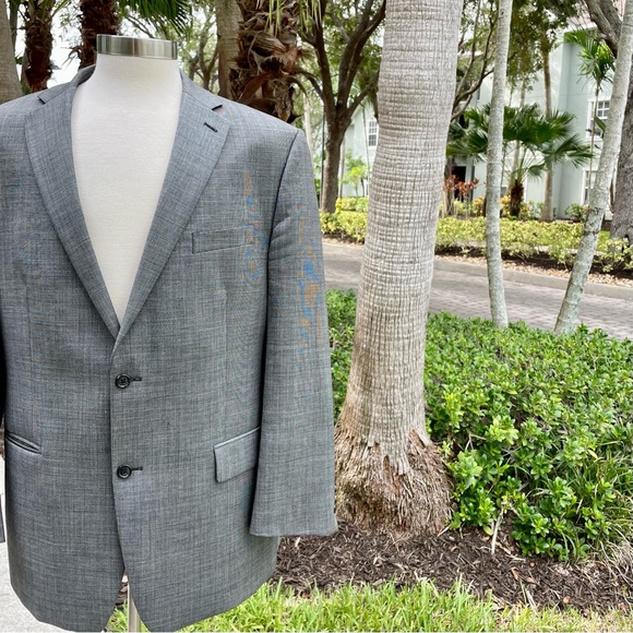 Calvin Klein Gray Wool Blazer Sport Coat Two Button Casual Jacket Size 44R - Picture 2 of 14